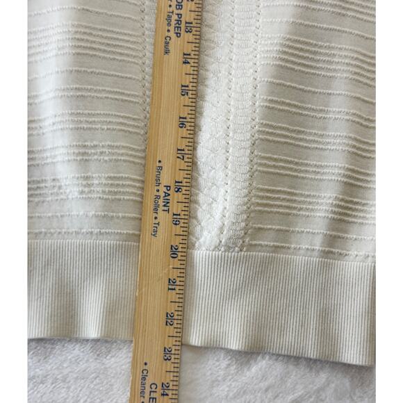 Chloe Knit Sweater Size S Vanilla Ice Ruffle Puff Sleeve MOP Buttons Mock Neck - Picture 12 of 16